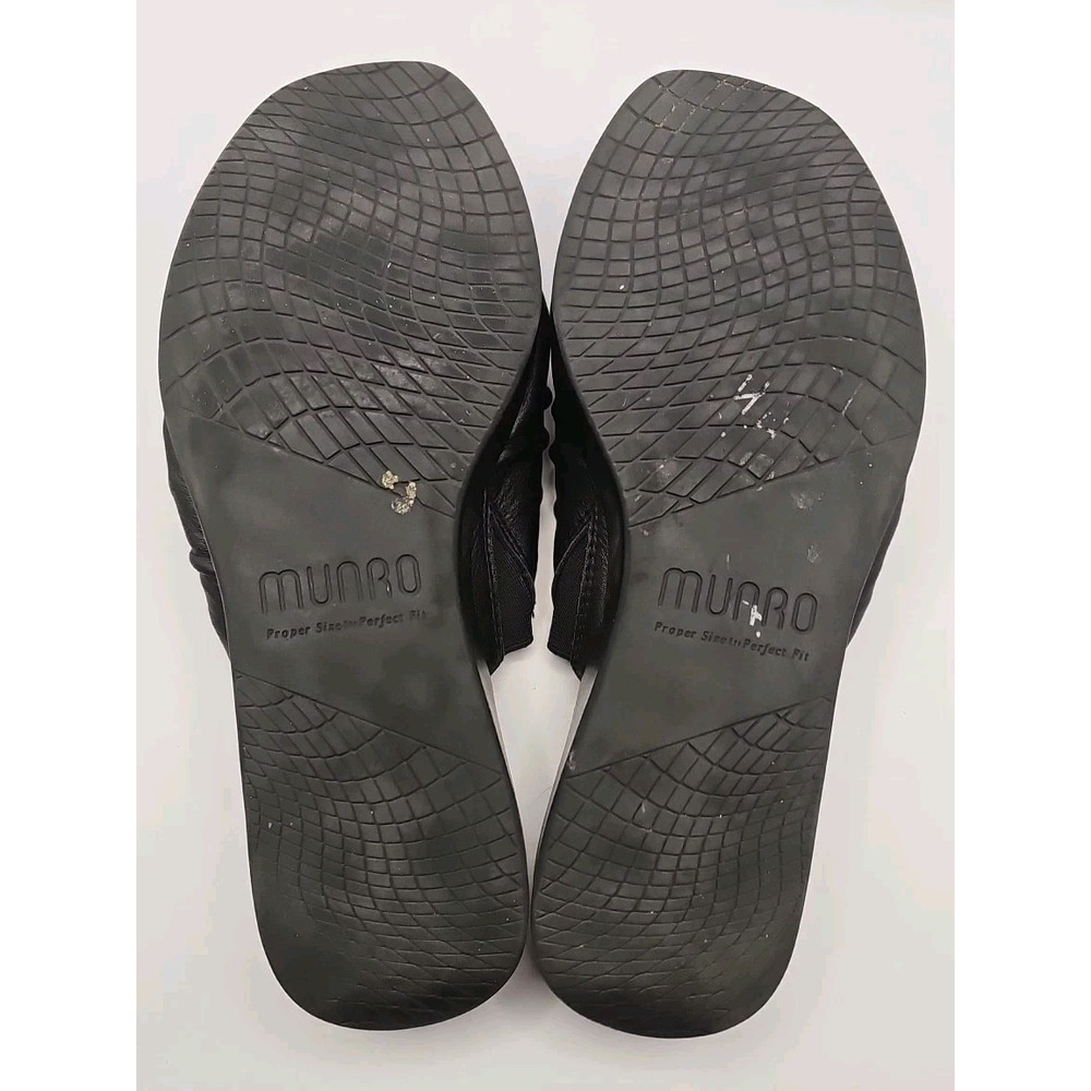 Munro Kala Lamb-skin Ruched Slide Sandal Black Sz 7.5M Soft Leather Minimal #234 - Picture 8 of 10